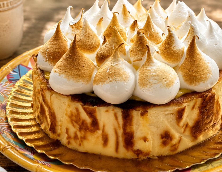 Tarta lemon pie con crema de limón y merengue suizo tostado